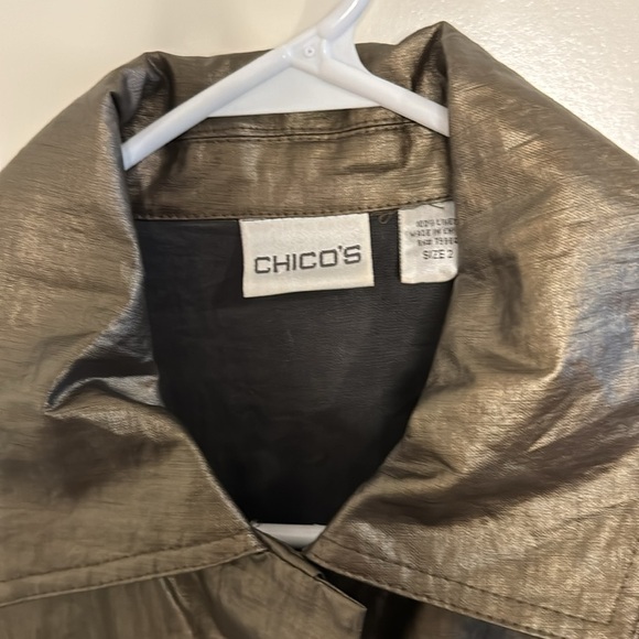 Chico's Bronze Shimmer Winchester Elbow Jacket Chico's - Picture 2 of 10
